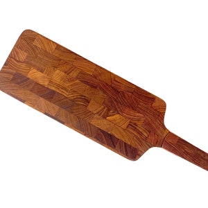 Dansk End Grain Teak Paddle Shaped Serving Board with Built in Knife image 1