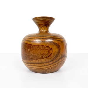 Small Vintage Turned Oak Wood Budvase image 1