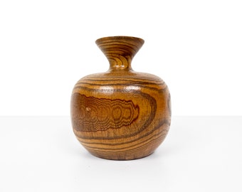 Small Vintage Turned Oak Wood Budvase