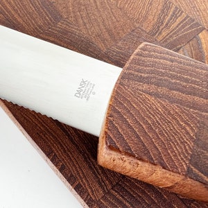 Dansk End Grain Teak Paddle Shaped Serving Board with Built in Knife image 6