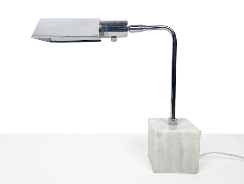 Koch and Lowy Marble Base Chrome Table Lamp image 1