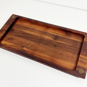 Vintage Walnut and Brass Serving Tray by Ernest Sohn image 4