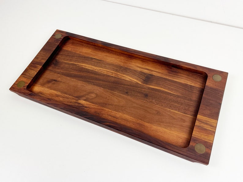 Vintage Walnut and Brass Serving Tray by Ernest Sohn image 4