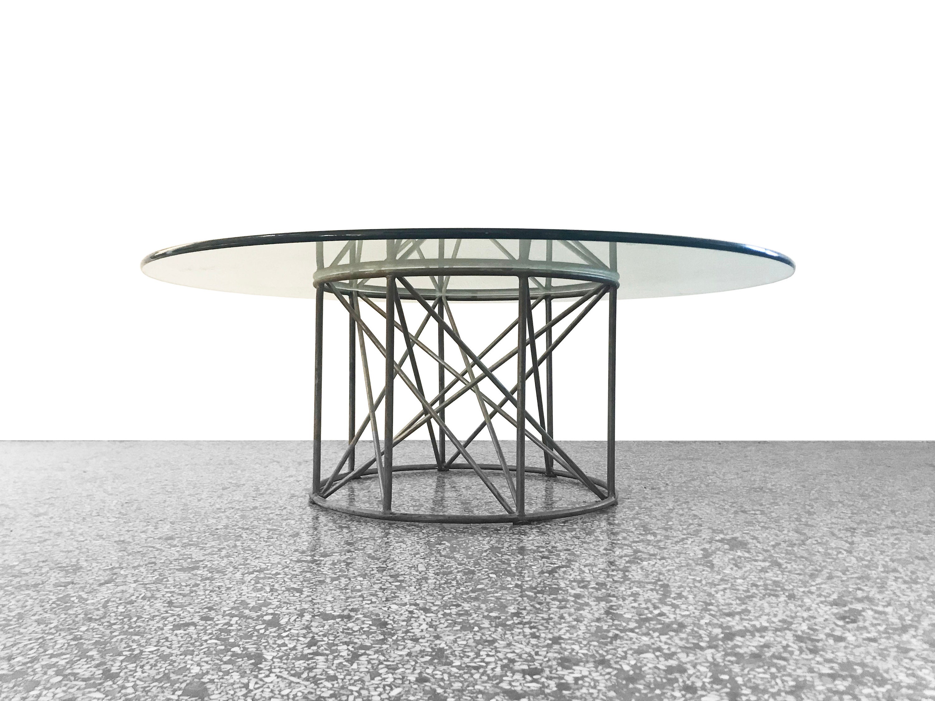 Custom Studio Crafted Steel And Glass Coffee Table