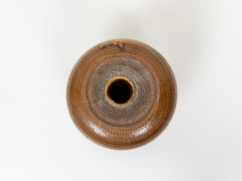 Small Vintage Turned Oak Wood Budvase image 4