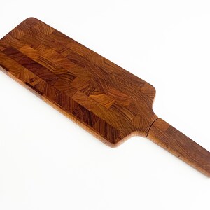 Dansk End Grain Teak Paddle Shaped Serving Board with Built in Knife image 7