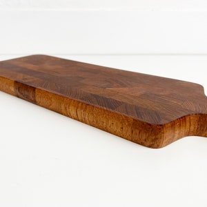 Dansk End Grain Teak Paddle Shaped Serving Board with Built in Knife image 8