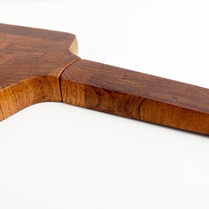 Dansk End Grain Teak Paddle Shaped Serving Board with Built in Knife image 4