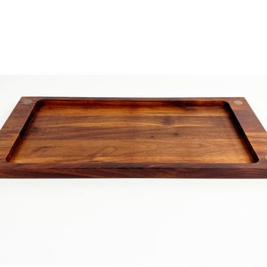 Vintage Walnut and Brass Serving Tray by Ernest Sohn image 1