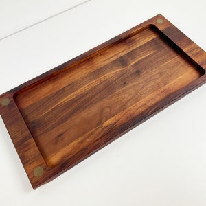 Vintage Walnut and Brass Serving Tray by Ernest Sohn image 3