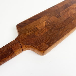 Dansk End Grain Teak Paddle Shaped Serving Board with Built in Knife image 9