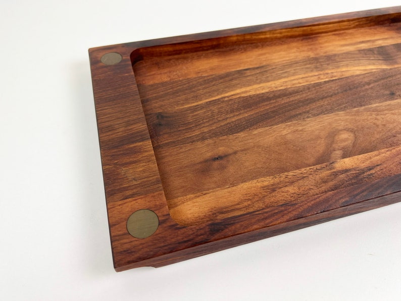 Vintage Walnut and Brass Serving Tray by Ernest Sohn image 7