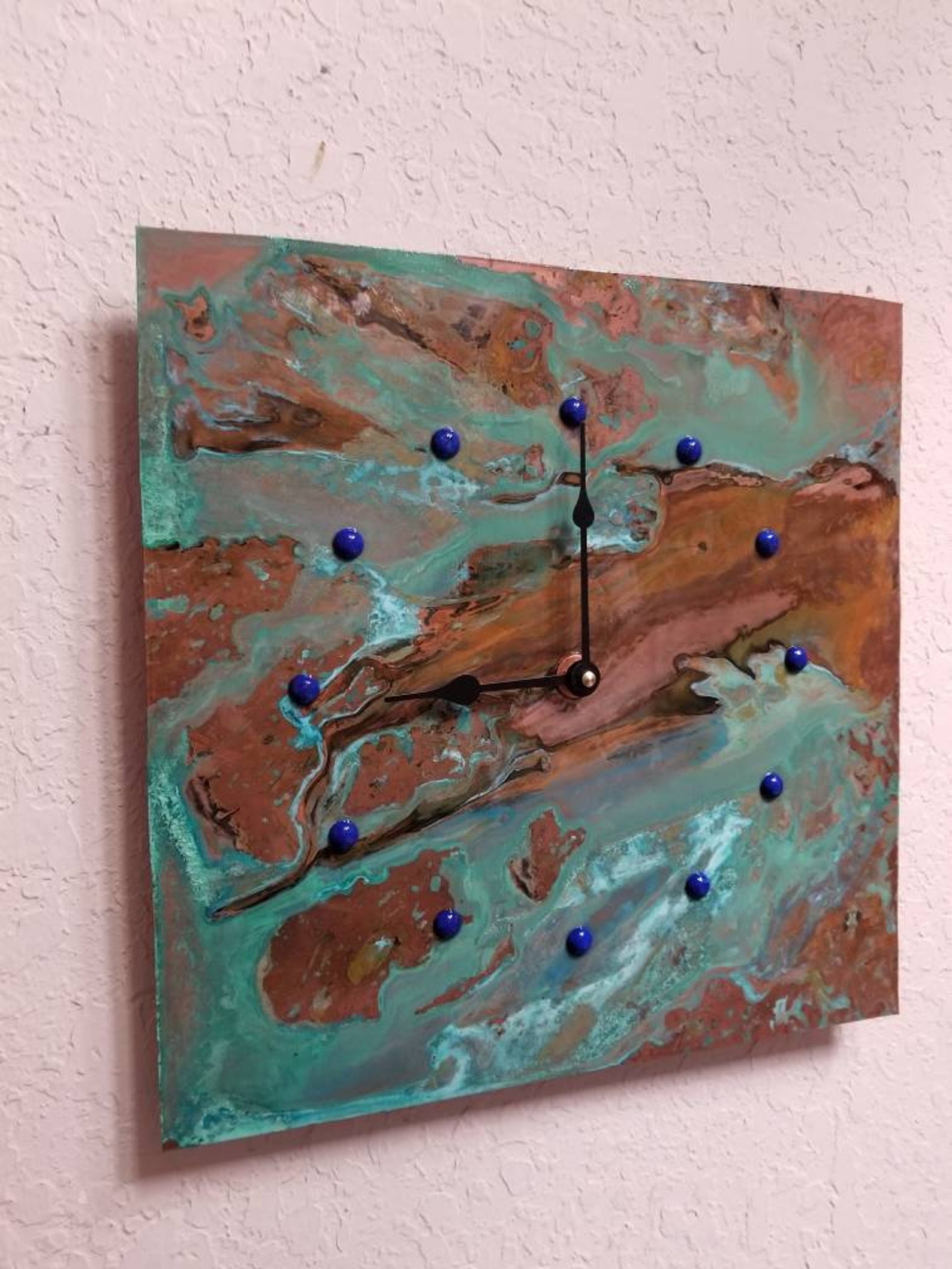 Reloj de pared de cobre único que fue tratado con una mezcla | Etsy