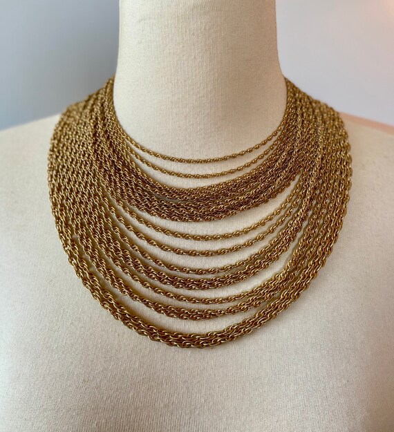 Vintage 1960/'s Charming Gold Chain Collar Necklace
