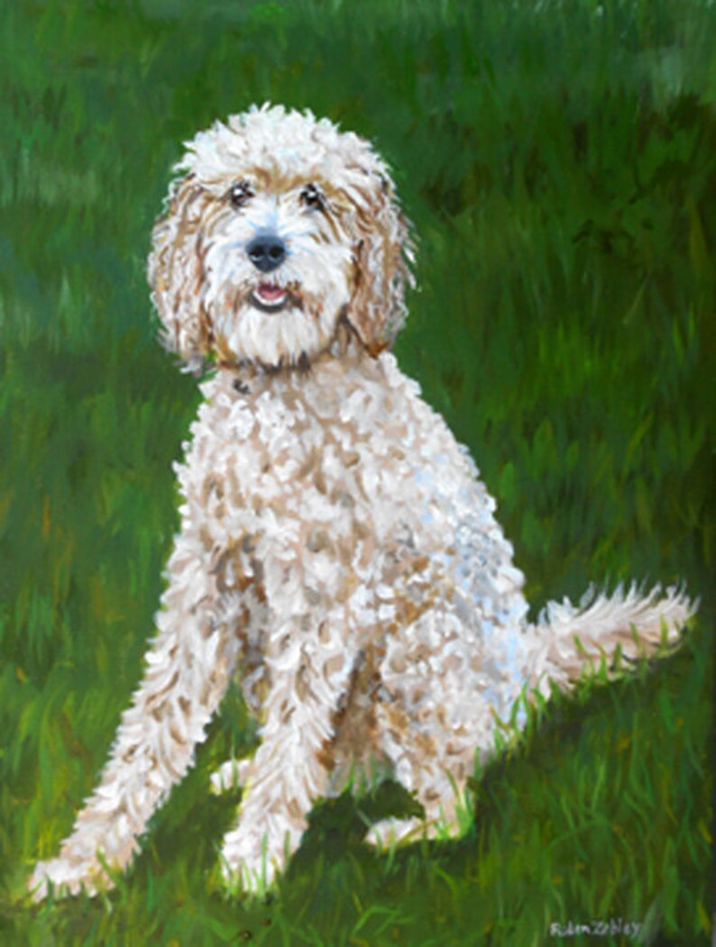 Goldendoodle Art Print from Original Oil Painting by Artist, Robin