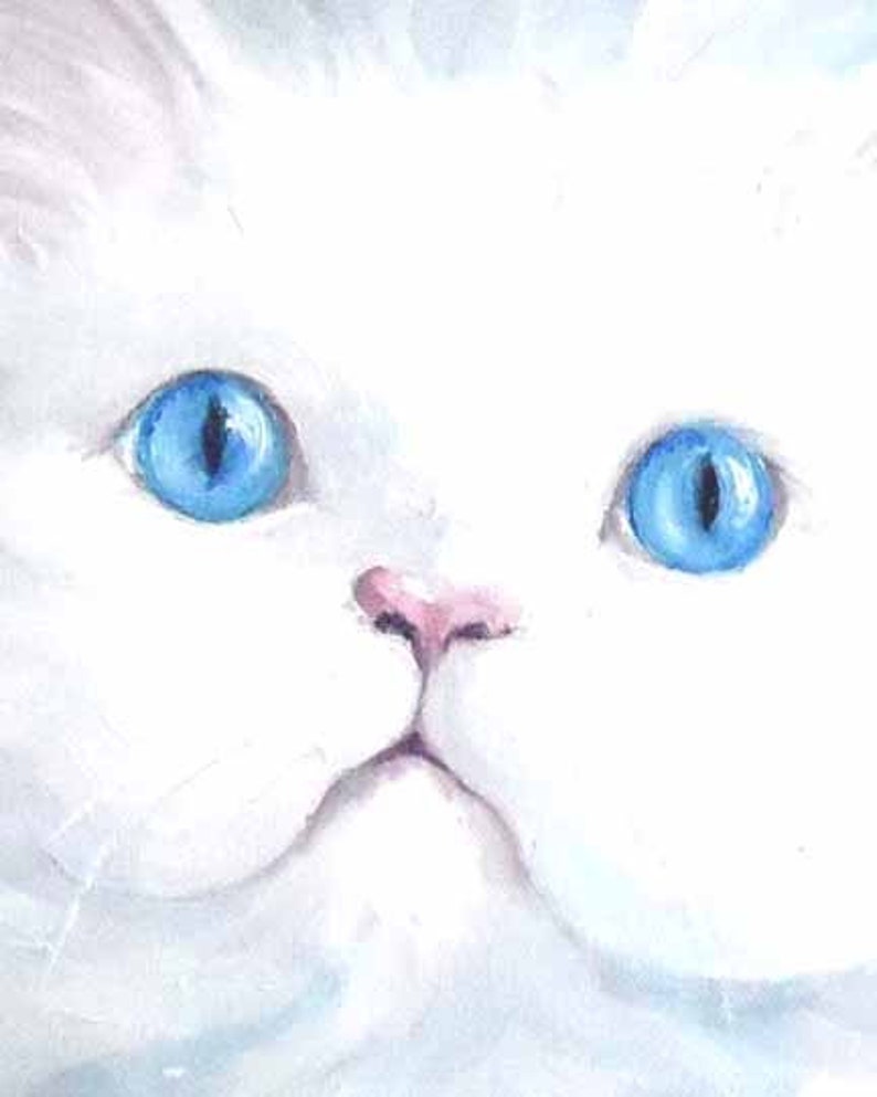 Persian Cat Minimalist Art Print, White Room Art Wall Decor, Ready to