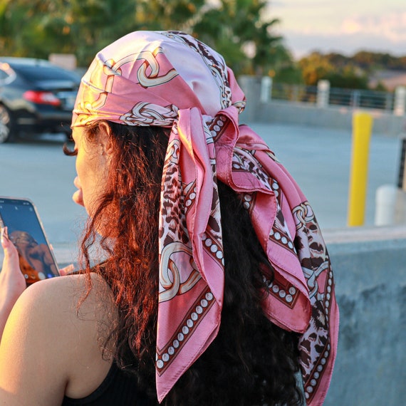 pink silk scarf