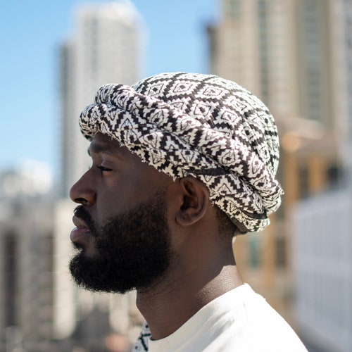 Black & White Accent Male Turban - Etsy