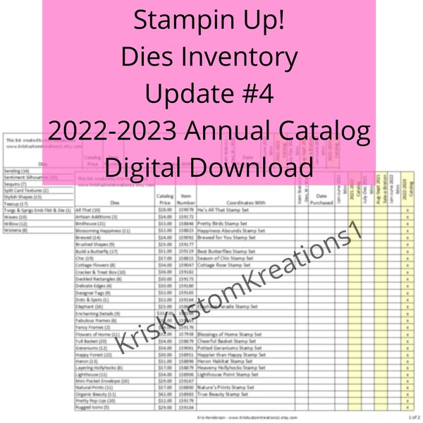 Stampin up Inventory Tracker Etsy