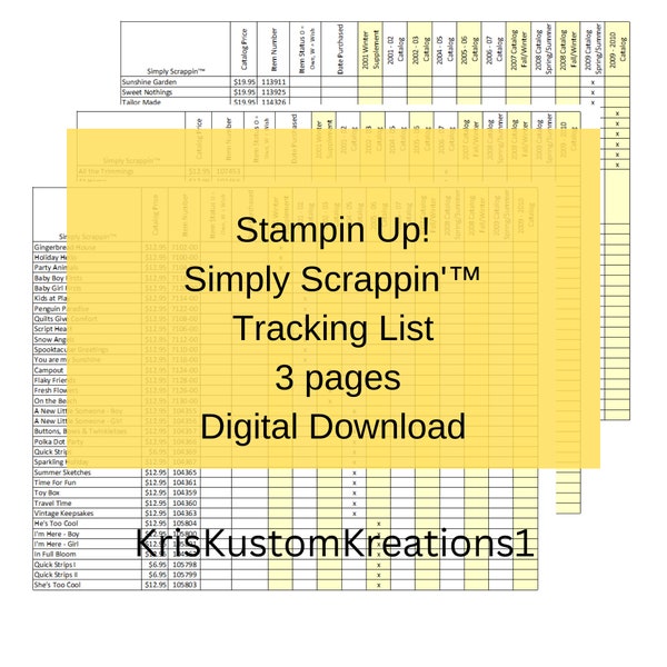 Stampin up Inventory Tracker Etsy
