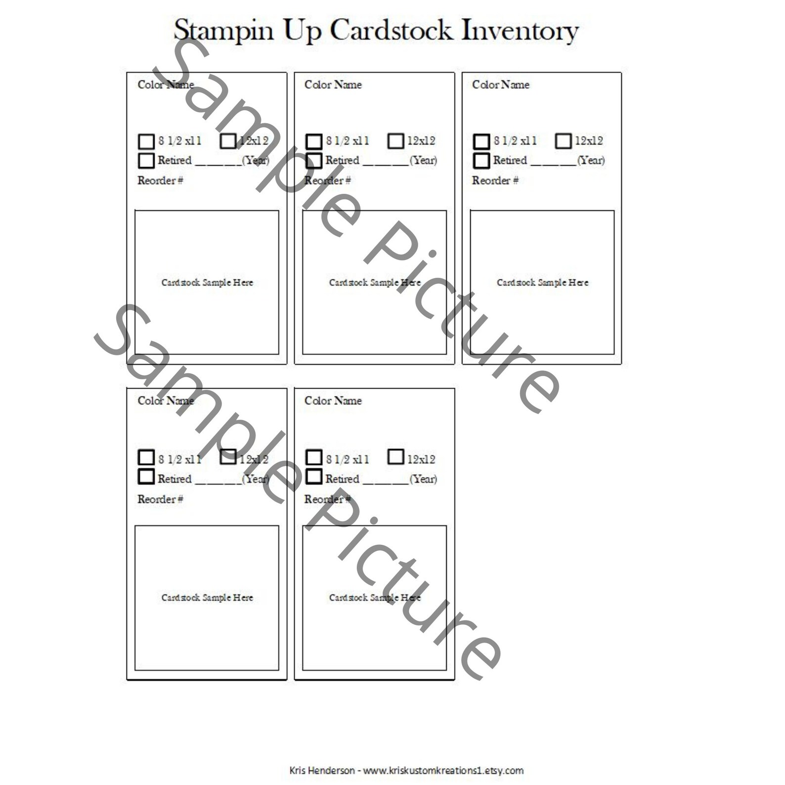 Download Stampin up Paper Cardstock Sample Inventory Tracking List