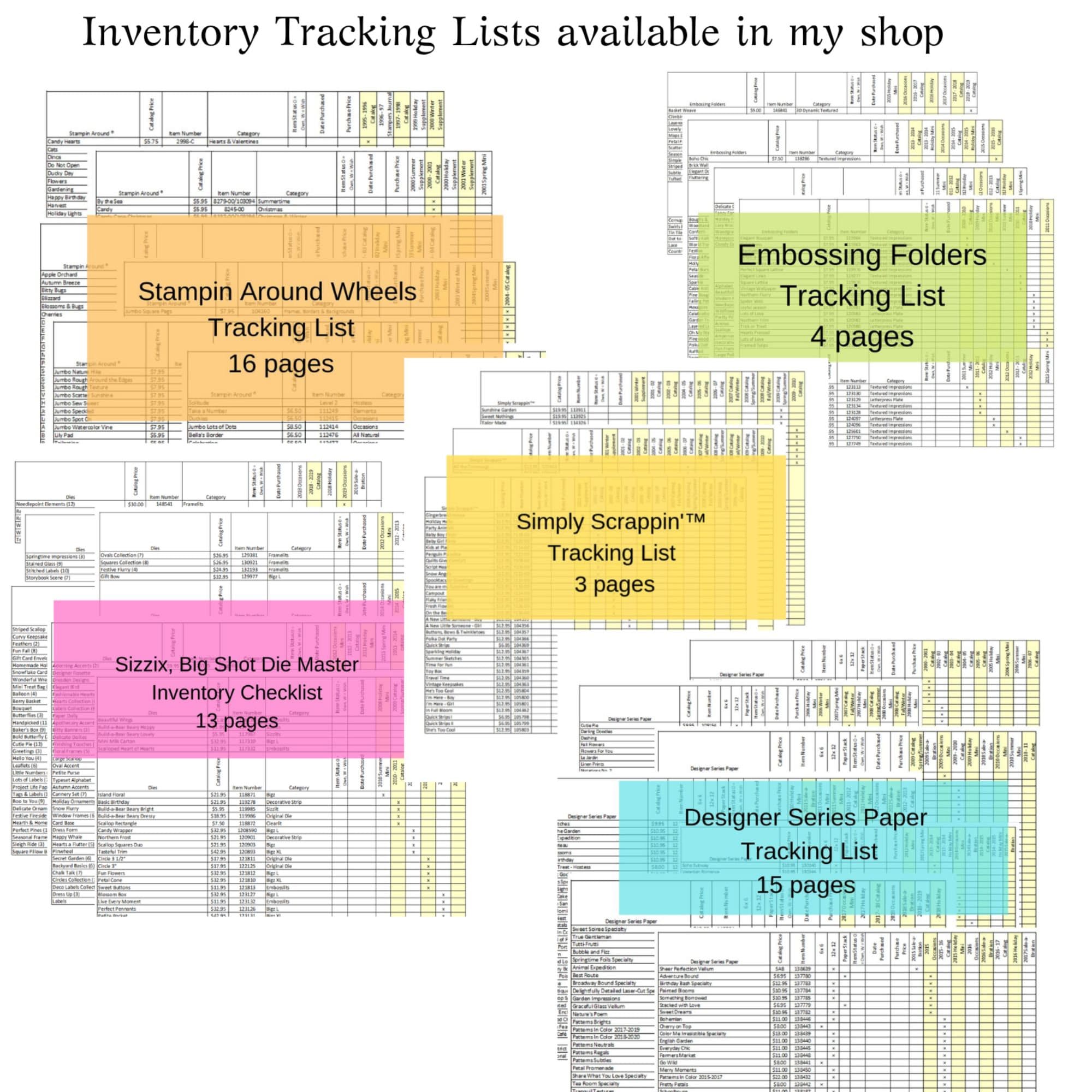 Download Stampin Up Paper Cardstock Sample Inventory Tracking Etsy