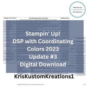 コーディネートカラーアップデート#3付きStampin Up DSPをダウンロード - 2023ツールペーパーカードストック追跡リスト、在庫、参照インデックスオーガナイザー