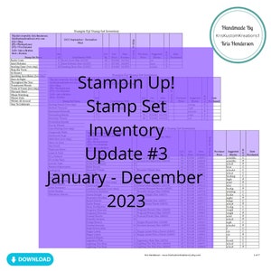Download Stampin Up Update #3, 2023 Stamp Set Tracking List, Inventory, Reference Index Organizer