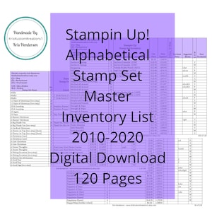 Download Stampin Up 2010-2020 Alphabetical Master Stamp Set Tracking List, Inventory, Reference Index Organizer