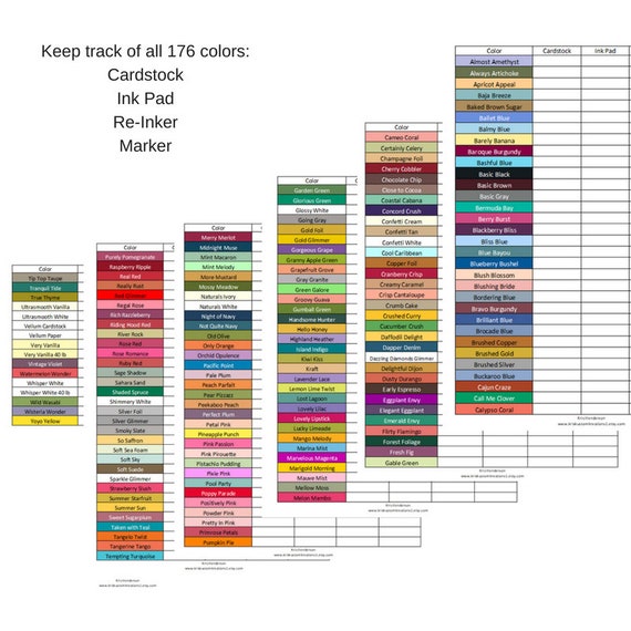 Stampin Up Ink Pad Color Chart