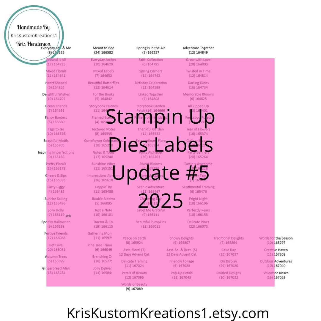 Download Stampin up Die Labels Update #5, 2025 Tool Paper Cardstock ...