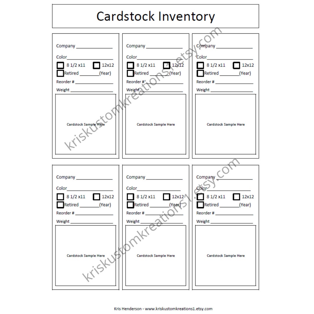 Paper Inventory Mapping Download Stampin up Paper Cardstock Sample Inventory Tracking List ...