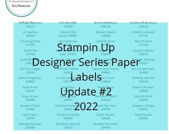 Download Stampin Up Designer Series Paper Labels Update #2, 2022, Specialty, Tool Paper Cardstock