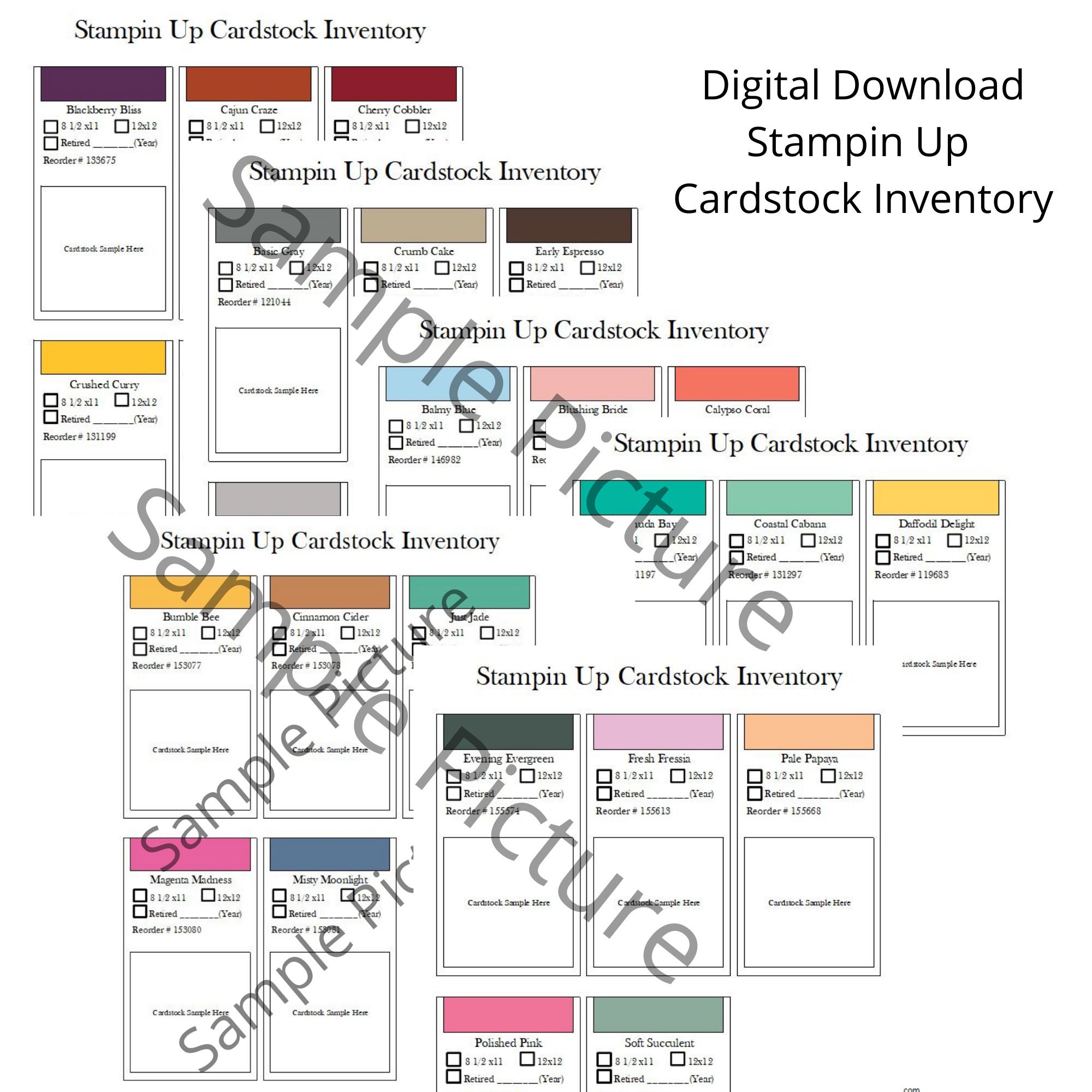 Buy Download Stampin up Paper Cardstock Sample Inventory Tracking List