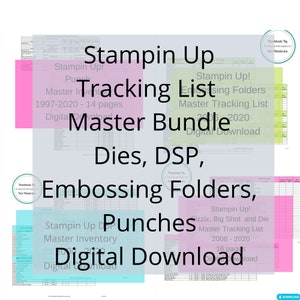 Bundle Download Stampin Up Paper Cardstock Tool Master Dies, DSP, Embossing Folders, Punches Reference Inventory Organization Template