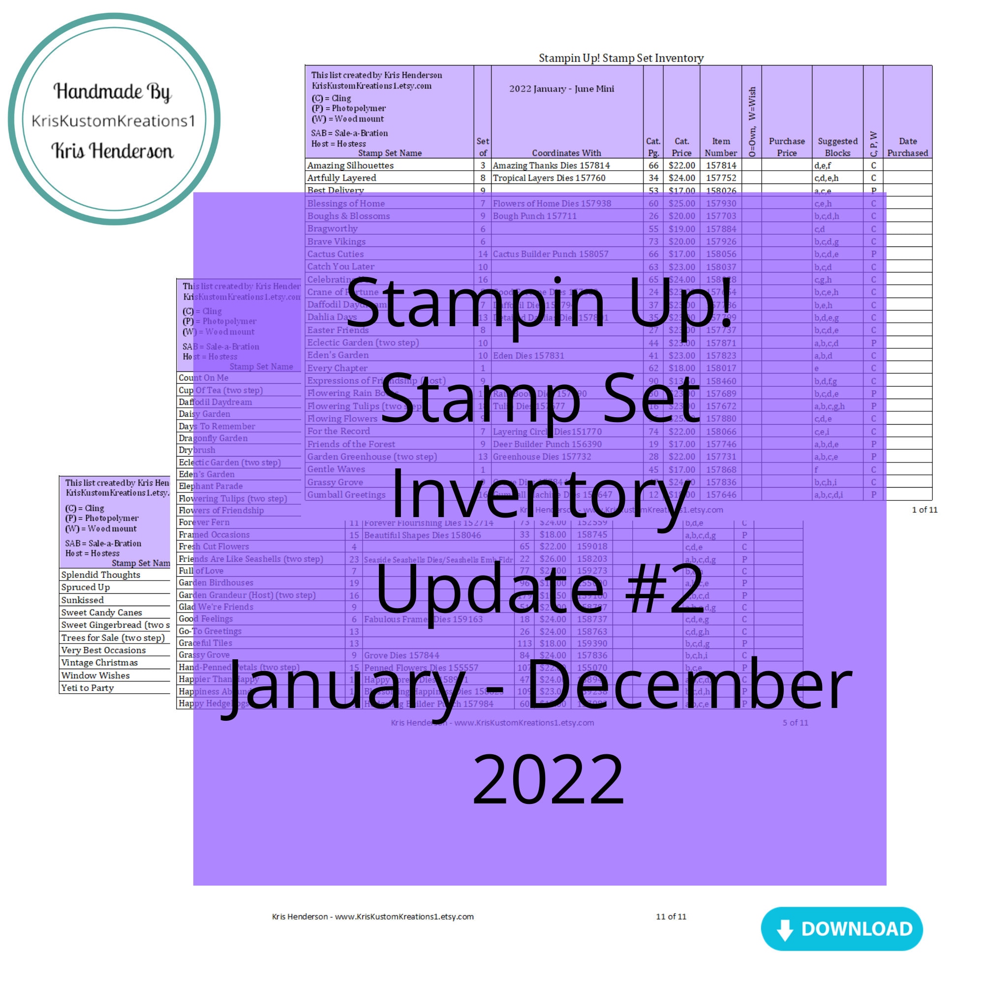 Ref Inventory Download Stampin up Update #2, 2022 Stamp Set Tracking List, Inventory ...