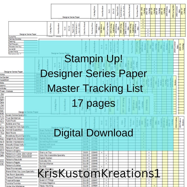 Stampin up Inventory Tracker Etsy