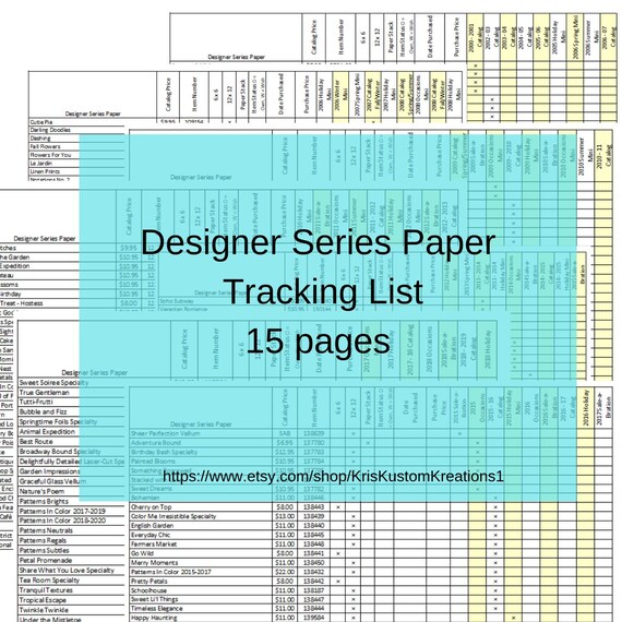 Stampin Up Designer Series Paper Color Chart