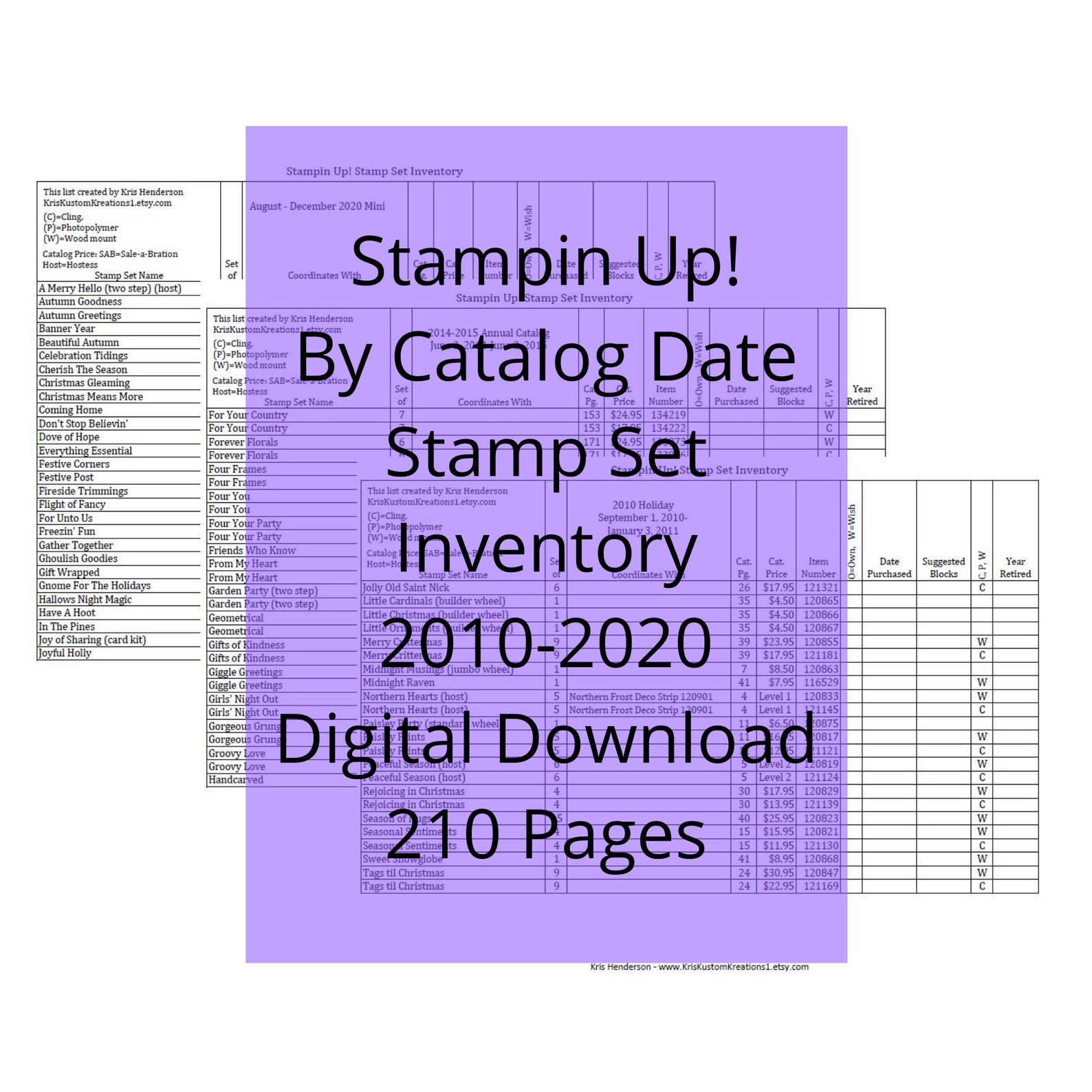 Download Stampin up 20102020 Master Stamp Set Tracking List Etsy