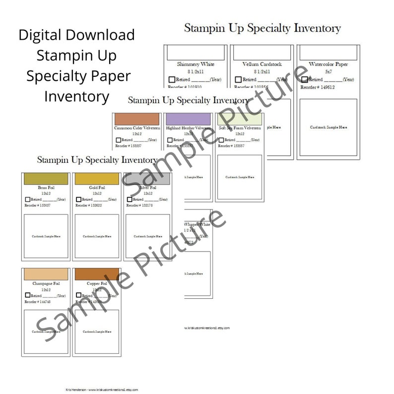 Download Stampin Up Specialty Paper Sample Inventory Tracking Etsy
