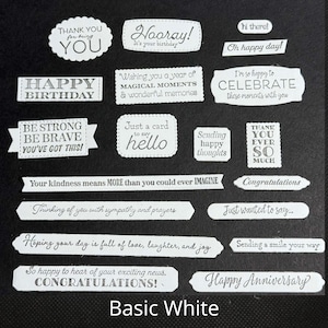Set #1 Stampin Up Many Messages Stamped Cardstock Sentiments 38 pc.