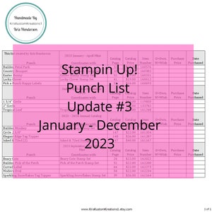 Update #3 Download January-December 2023 Stampin Up Tool Paper Cardstock Master Punch Tracking List, Inventory, Reference Index Organizer