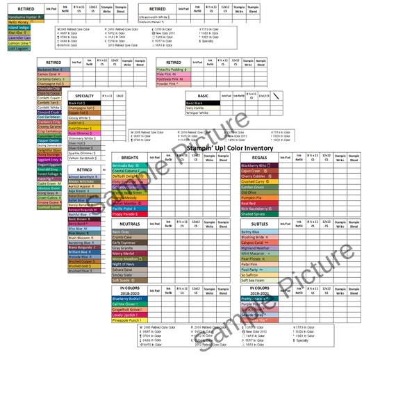 Stampin Up Ink Pad Color Chart