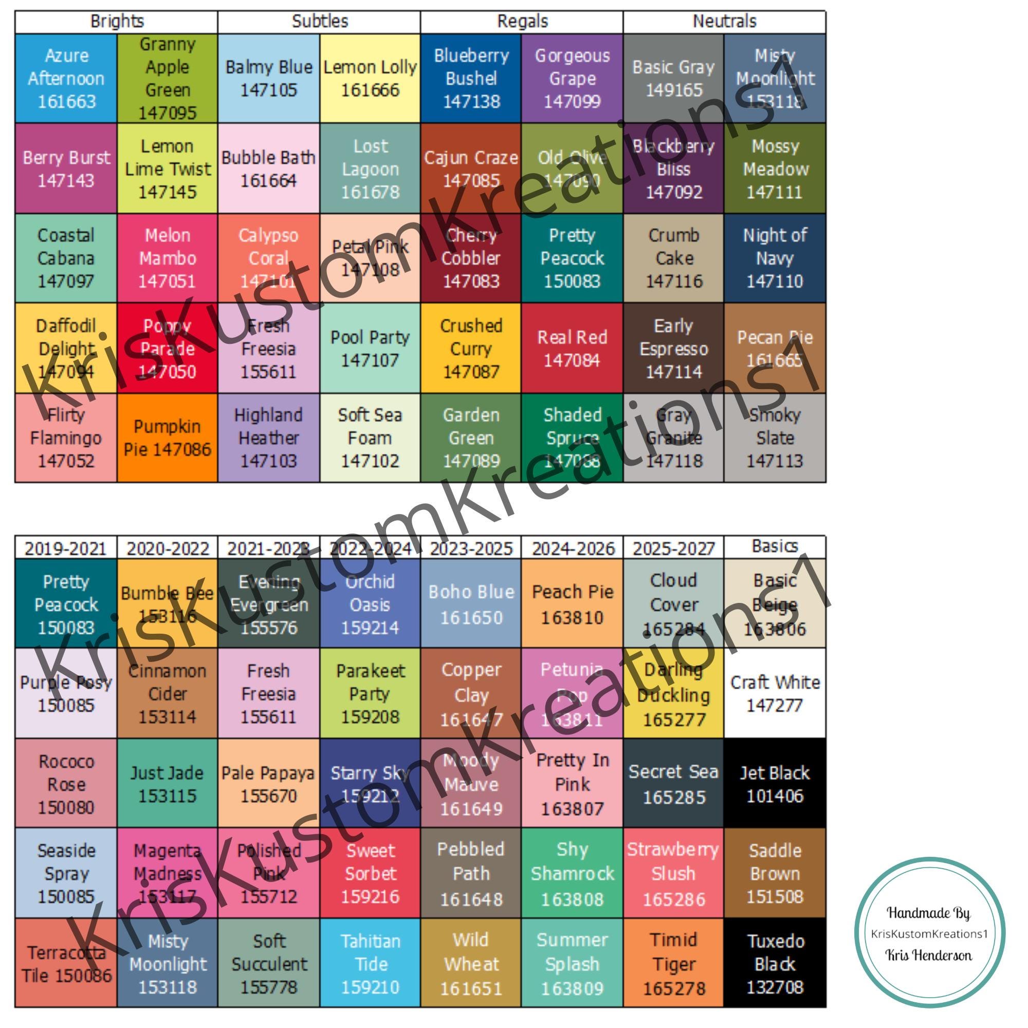 Download Stampin up Paper Cardstock Tool Sponge Dauber Color Chart ...