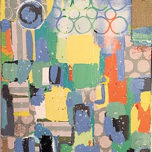 Abstrakcyjne malarstwo akrylowe, technika mieszana