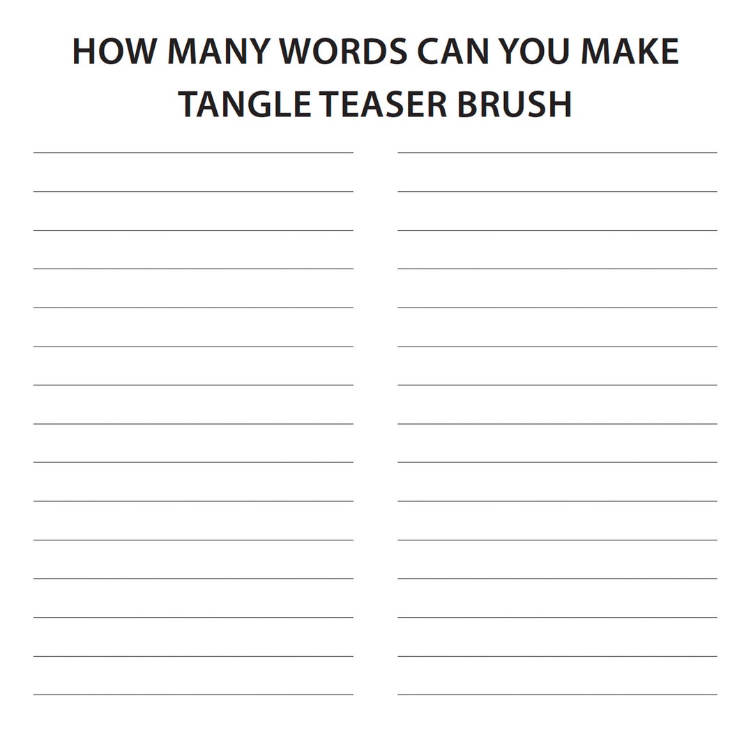 Tangle Word Example Printable Activity How Many Words Can You Make From Tangle Teaser Brush ...