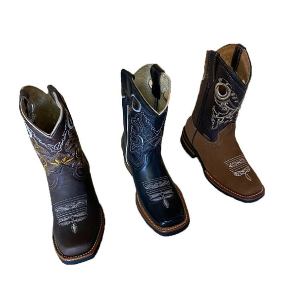 Genuine Cowhide Kids Rodeo Boots Handmade