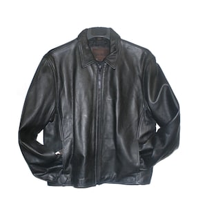 Veste de fermeture zippée courte en cuir de vache pour homme