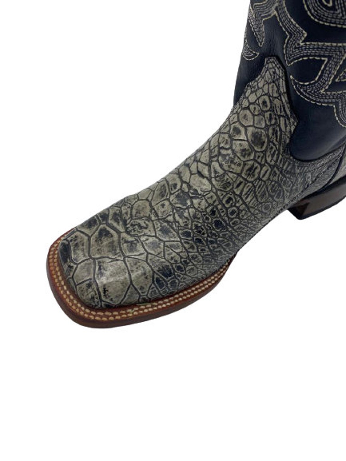 Men Genuine Cowhide Sea Turtle Print Cowboy Rodeo Boots Etsy