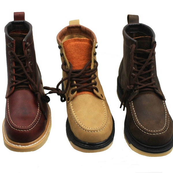 Men's Best Work Boots Laces Leather oil water slip resistant